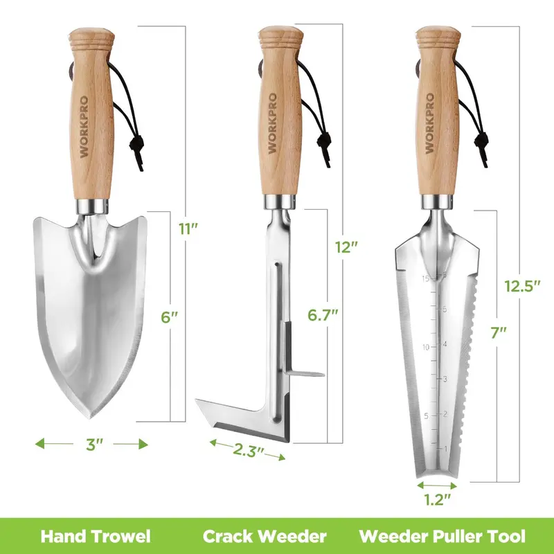 WORKPRO 3-teiliges Unkrautstecher-Set: Unkrautstecher, Fugen-Unkrautstecher und Handhacke für den Garten 2