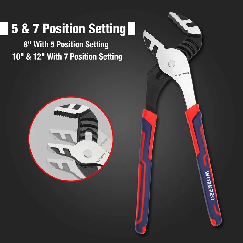 WORKPRO 3-teiliges, verstellbares Multifunktions-Groov-Joint-Zangen-Set 2
