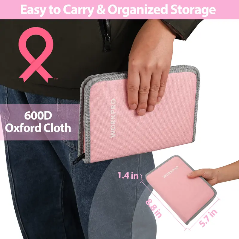 WORKPRO 33-teiliges Präzisions-Reparaturwerkzeugset mit Zangen-Set – Rosa Band