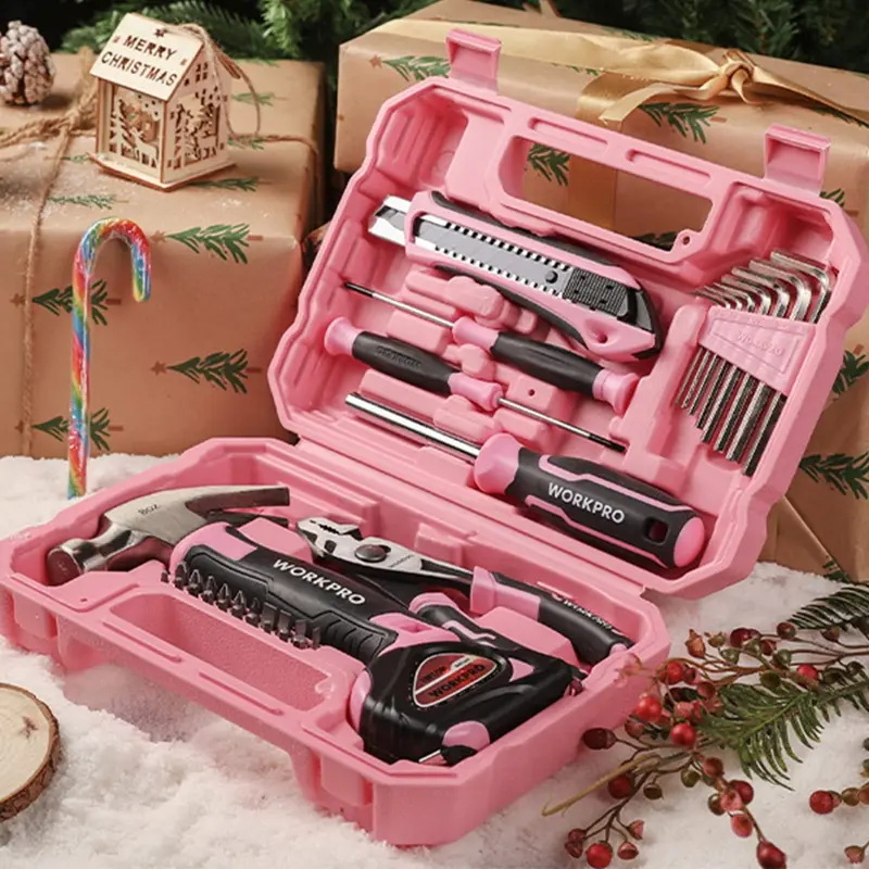 WORKPRO 35-teiliges Haushalts-Toolset in Rosa/Blau mit Aufbewahrungs-Toolbox – Pink Ribbon 2