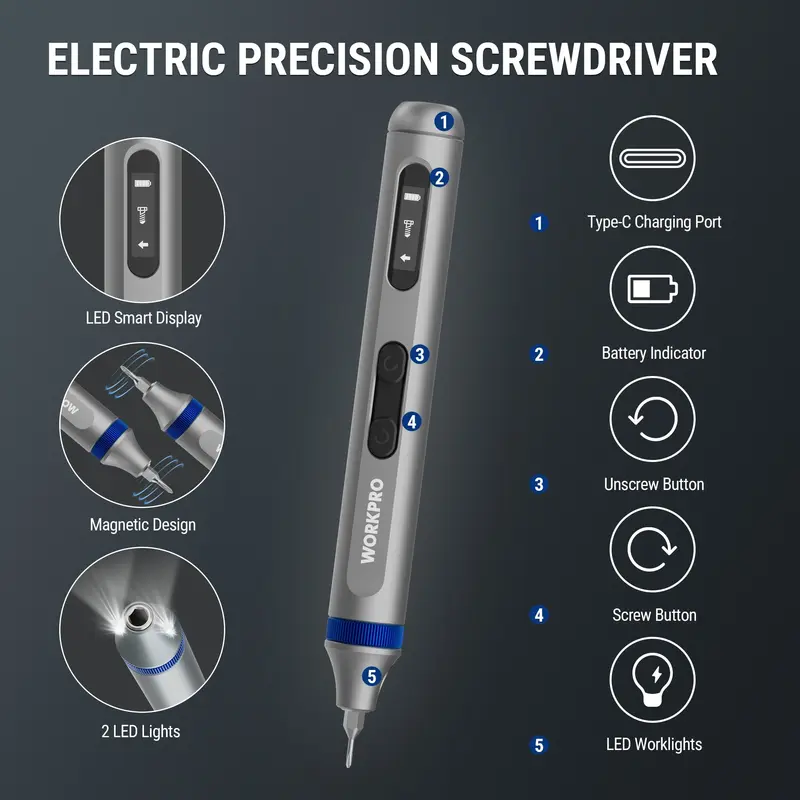 WORKPRO 3,7-V-52-teiliges elektrisches Präzisionsschraubendreherset