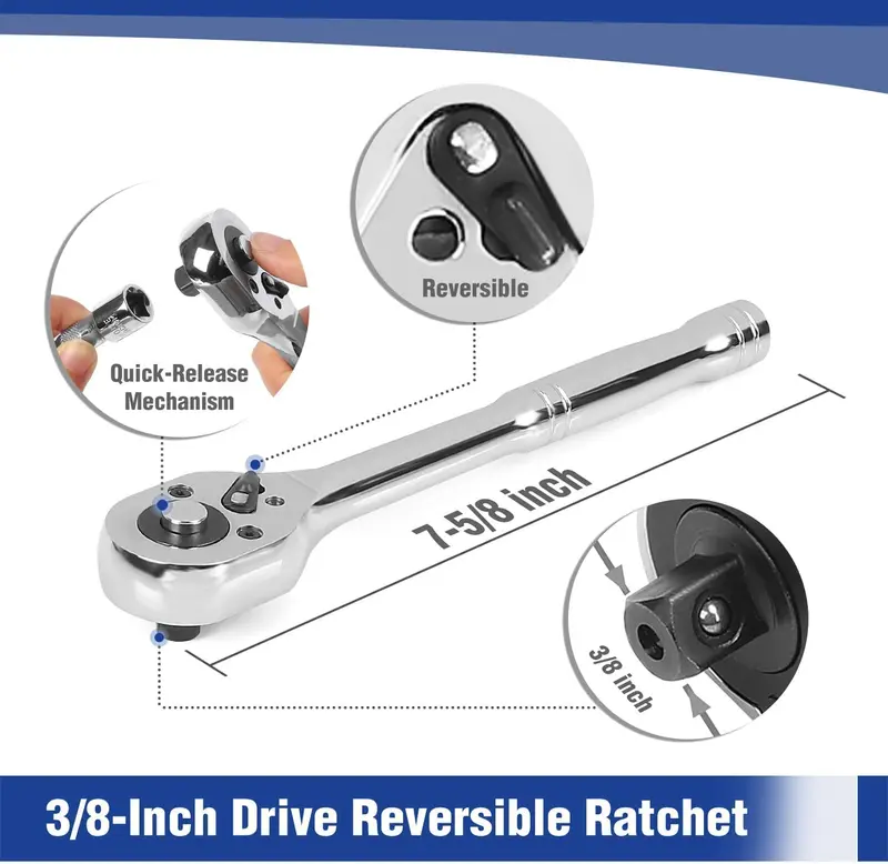 WORKPRO 39-teiliges Steckschlüssel-Set mit Ratsche für Mechaniker – inkl. Werkzeugkasten, metrisch und SAE