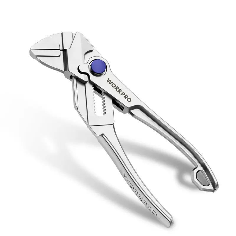 WORKPRO 4"-Mini-Verstellzange mit parallel laufenden Backen, korrosionsgeschützt, kompaktes Werkzeug für beengte Verhältnisse, silberfarben