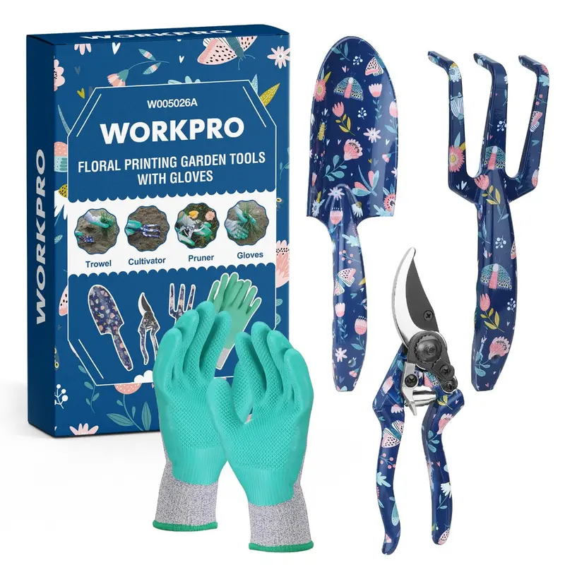 WORKPRO 4-teiliges robustes Handgartenwerkzeug-Set aus Aluminium