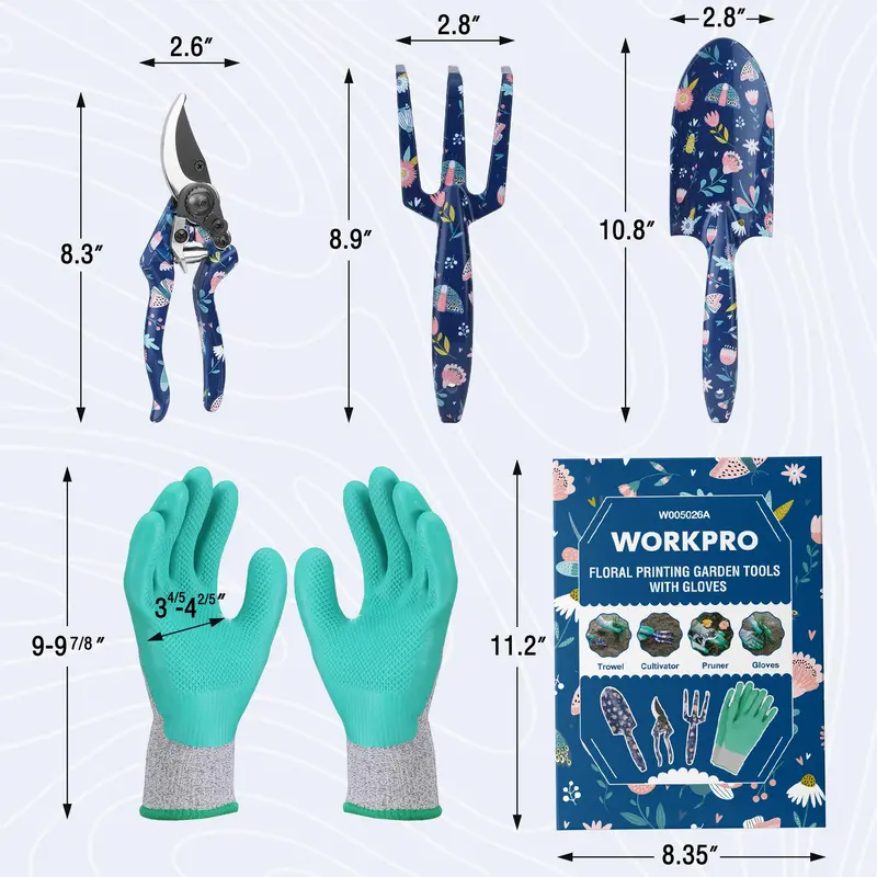 WORKPRO 4-teiliges robustes Handgartenwerkzeug-Set aus Aluminium 2