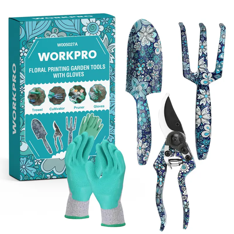 WORKPRO 4-teiliges robustes Handgartenwerkzeug-Set aus Aluminium
