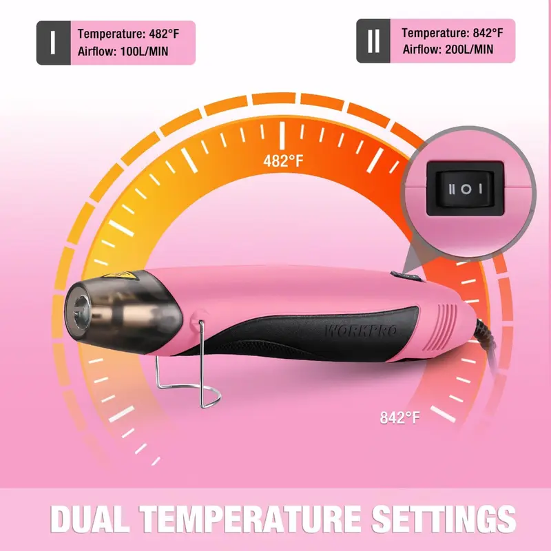 WORKPRO 400 W Mini-Haartrockner mit Reflektor-Düse – Rosa Band