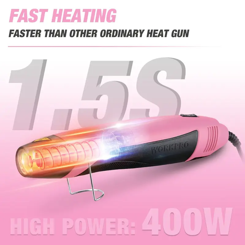 WORKPRO 400 W Mini-Haartrockner mit Reflektor-Düse – Rosa Band