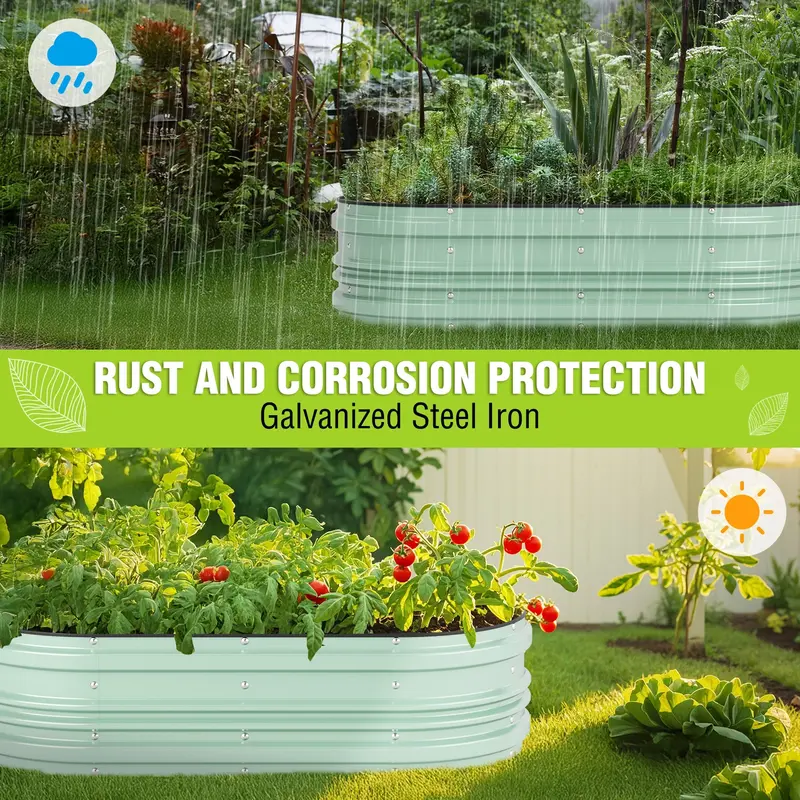 WORKPRO 4x2x1 ft verzinktes Hochbeet-Set, Rost- und Korrosionsschutz, einfache Montage, sichere Kanten, ideal für Gemüse und Blumen, grün, 2 Stück