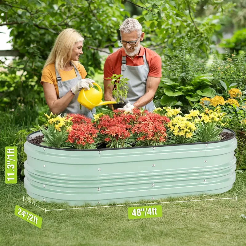 WORKPRO 4x2x1 ft verzinktes Hochbeet-Set, Rost- und Korrosionsschutz, einfache Montage, sichere Kanten, ideal für Gemüse und Blumen, grün, 2 Stück