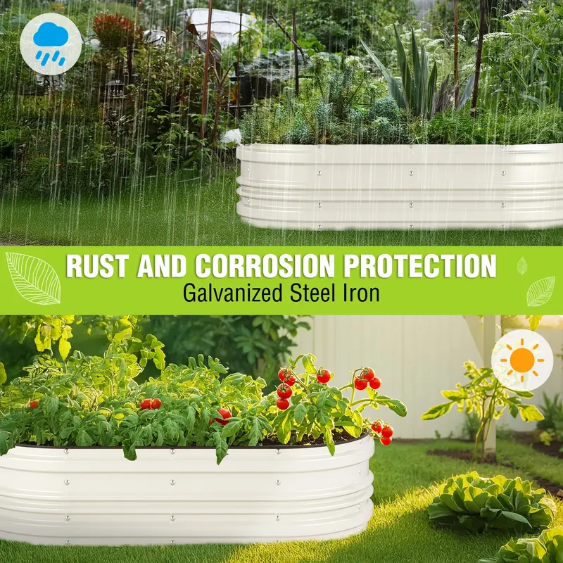 WORKPRO 4x2x1 ft verzinktes Hochbeet-Set, Rost- und Korrosionsschutz, einfache Montage, sichere Kanten, ideal für Gemüse und Blumen, weiß, 2 Stück