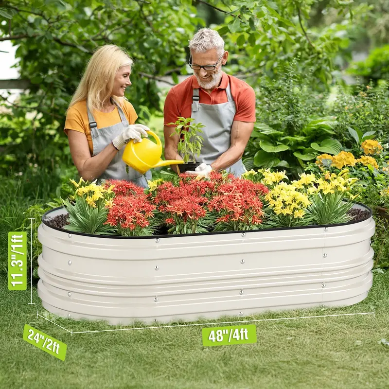 WORKPRO 4x2x1 ft verzinktes Hochbeet-Set, Rost- und Korrosionsschutz, einfache Montage, sichere Kanten, ideal für Gemüse und Blumen, weiß, 2 Stück