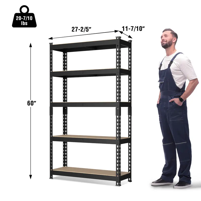 WORKPRO 5-Ebenen-verstellbares Stahlregal, 27-2/5" B x 11-7/10" T x 60" H, Hochbelastbares Regal mit MDF-Platten, Gesamtlastkapazität bis zu 748 kg 2