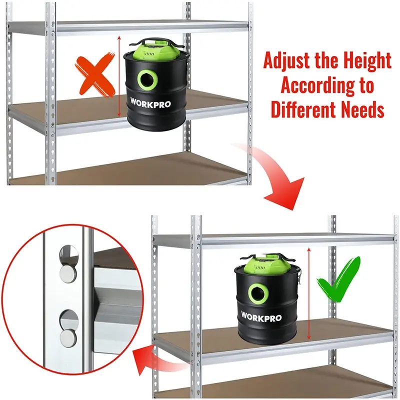WORKPRO 5-Etagen-Aufbewahrungsregal, 122 cm (B) × 61 cm (T) × 183 cm (H), verstellbares Hochleistungs-Aufbewahrungsregal aus robustem Aluminiumlegierungsmaterial