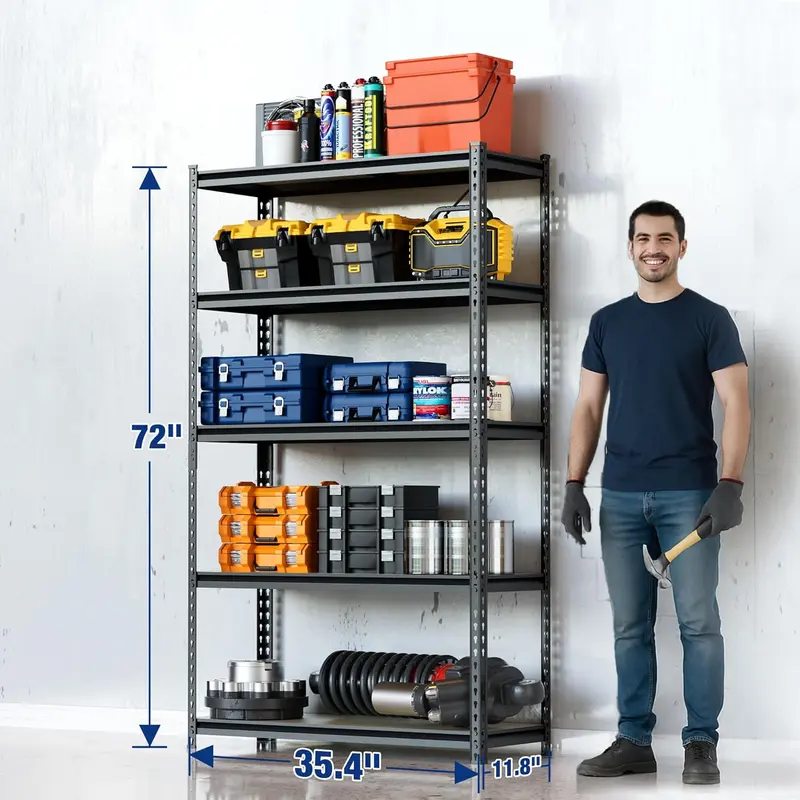 WORKPRO 5-stufiges verstellbares Metall-Regalsystem – Schwarz 2