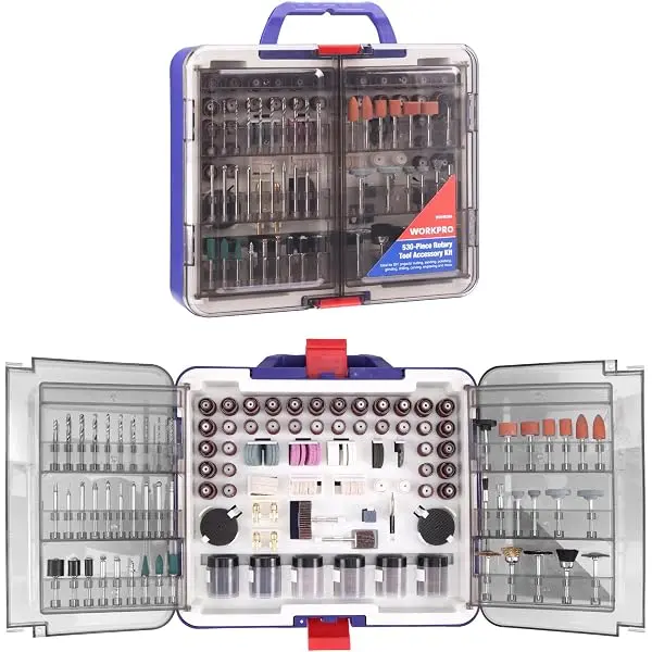 WORKPRO 530-teiliges Drehwerkzeug-Zubehör-Set – Drehwerkzeug-Bits für einfaches Schneiden, Schleifen, Schleifen, Polieren, Reinigen, Bohren, Schnitzen und Gravieren