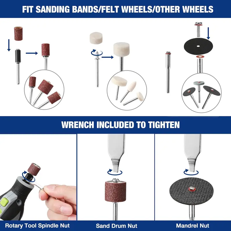 WORKPRO 530-teiliges Drehwerkzeug-Zubehör-Set – Drehwerkzeug-Bits für einfaches Schneiden, Schleifen, Schleifen, Polieren, Reinigen, Bohren, Schnitzen und Gravieren