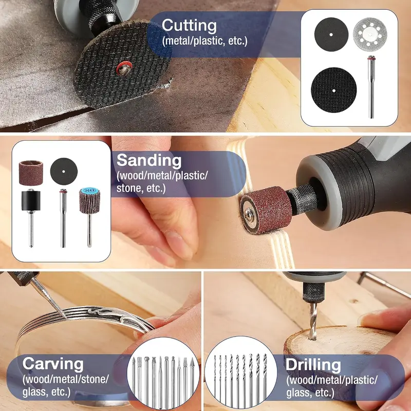 WORKPRO 530-teiliges Drehwerkzeug-Zubehör-Set – Drehwerkzeug-Bits für einfaches Schneiden, Schleifen, Schleifen, Polieren, Reinigen, Bohren, Schnitzen und Gravieren