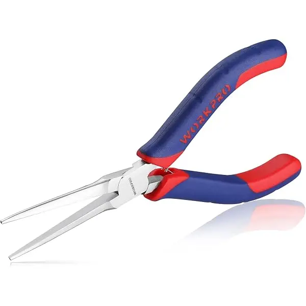 WORKPRO 6"-Spitzzangen mit glatter Backe, Mini-Langspitzzangen mit ergonomischem Griff, Schmuckzangen für Drahtwickeln, Bastelarbeiten und Schmuckherstellung