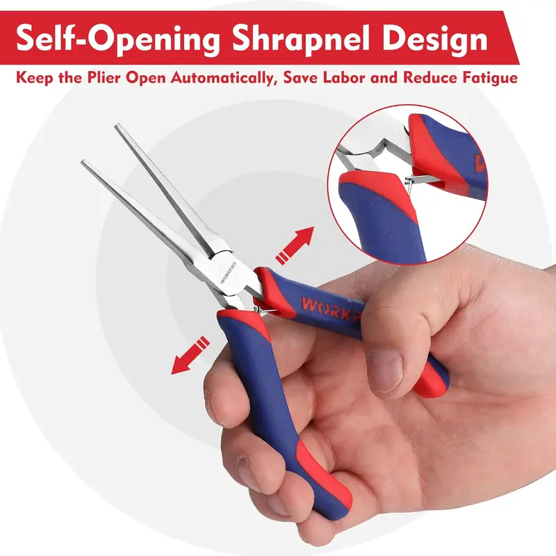 WORKPRO 6"-Spitzzangen mit glatter Backe, Mini-Langspitzzangen mit ergonomischem Griff, Schmuckzangen für Drahtwickeln, Bastelarbeiten und Schmuckherstellung
