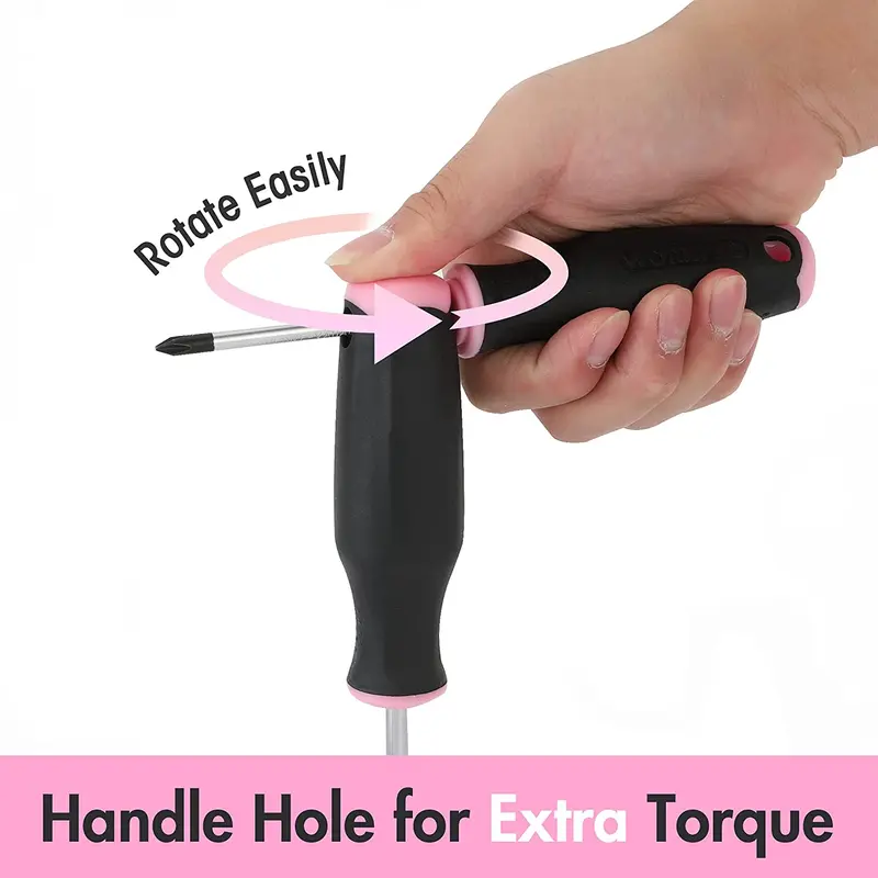 WORKPRO 6-teiliges pinkes magnetisches Schraubendreherset – Pink Ribbon