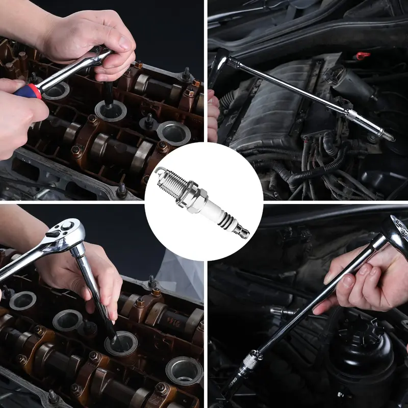 WORKPRO 6-teiliges Steckschlüssel-Set: 9/16 Zoll, 5/8 Zoll, 13/16 Zoll und 14 mm mit dünnwandigen Steckschlüsseln sowie 4-, 6- und 11-Zoll-Verlängerungen – magnetisches, schwenkbares Zündkerzen-Steckschlüssel-Set