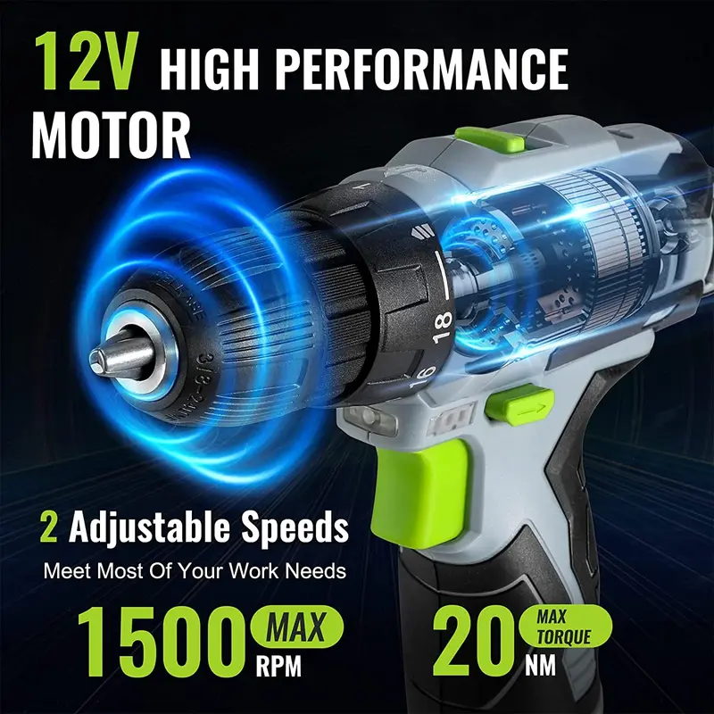 WORKPRO 61-teiliges 12-V-Cordless-Bohrschrauber- und Heimwerker-Set mit 36-cm-Aufbewahrungstasche