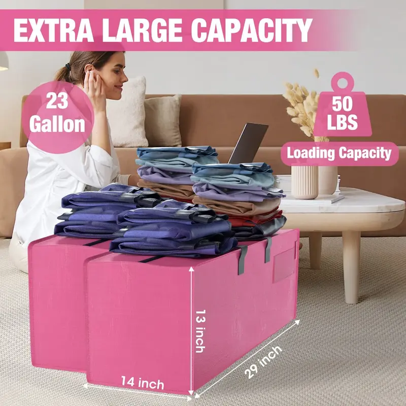 WORKPRO 6er-Pack extra große, robuste Aufbewahrungs- und Umzugstaschen mit Reißverschlüssen und Tragegriffen sowie Rucksackgurten – Pink Ribbon 2