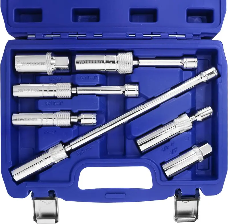 WORKPRO 7-teiliges magnetisches Schwenk-Zündkerzen-Steckschlüssel-Set