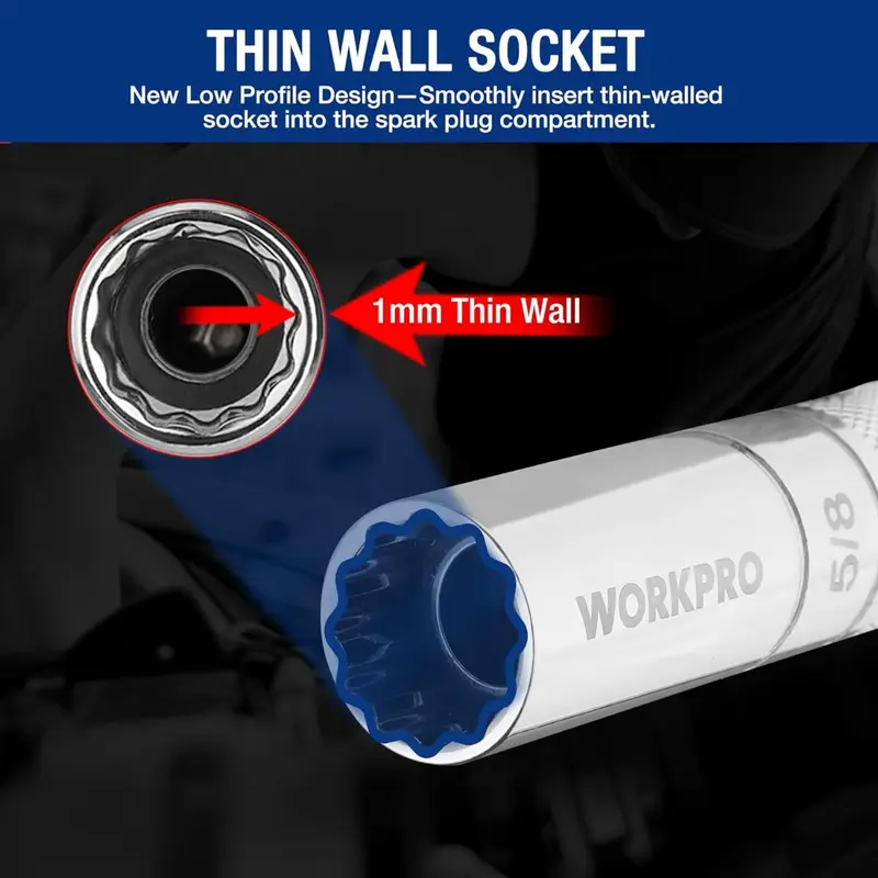 WORKPRO 7-teiliges magnetisches Schwenk-Zündkerzen-Steckschlüssel-Set
