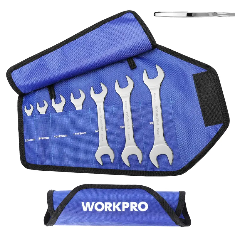 WORKPRO 7-teiliges metrisches Super-Dünn-Schraubenschlüssel-Set mit Aufrolltasche