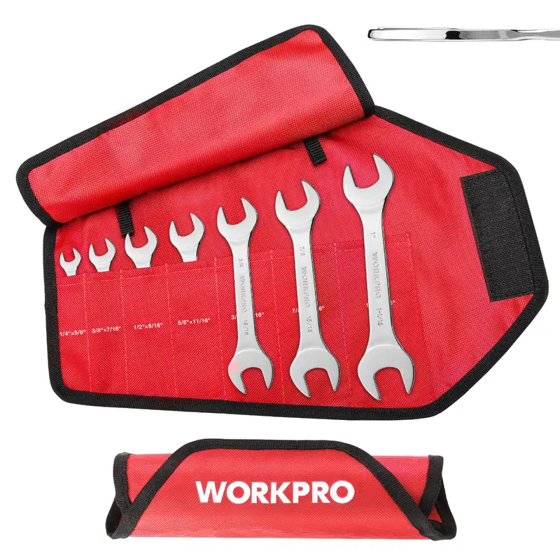 WORKPRO 7-teiliges metrisches Super-Dünn-Schraubenschlüssel-Set mit Aufrolltasche
