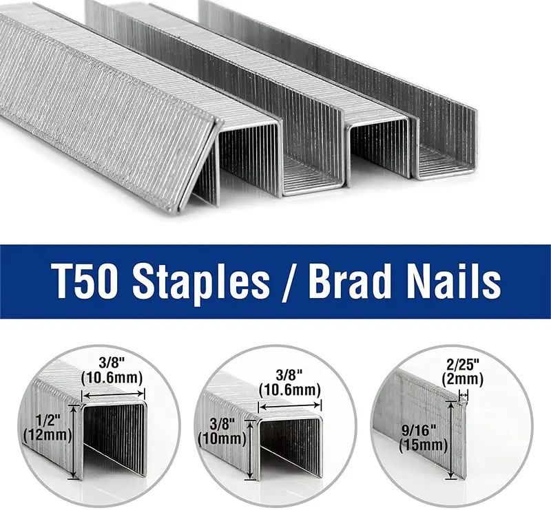 WORKPRO 7500-Teiliges Heavy-Duty-T50-Hefterklammern- und Brad-Nagel-Set