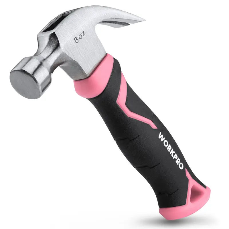 WORKPRO 8-oz-Klauenhammer mit Fiberglasgriff – Rosa Band