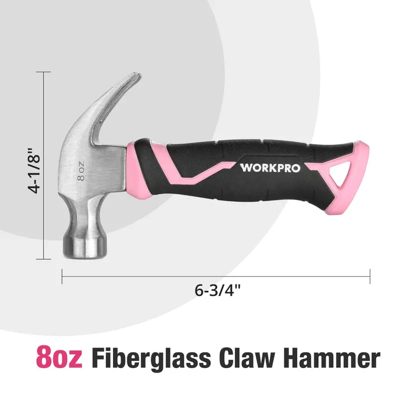 WORKPRO 8-oz-Klauenhammer mit Fiberglasgriff – Rosa Band 2