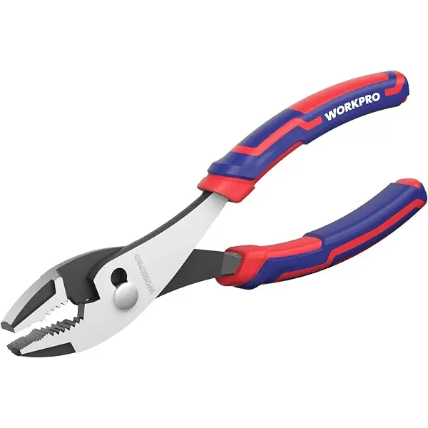 WORKPRO 8"-Schlitzgelenk-Zangen, große weiche Griffzone, rostfreie Oberfläche, 3-Zonen-gezahnte Backen aus hochwertigem Kohlenstoffstahl für maximalen Halt