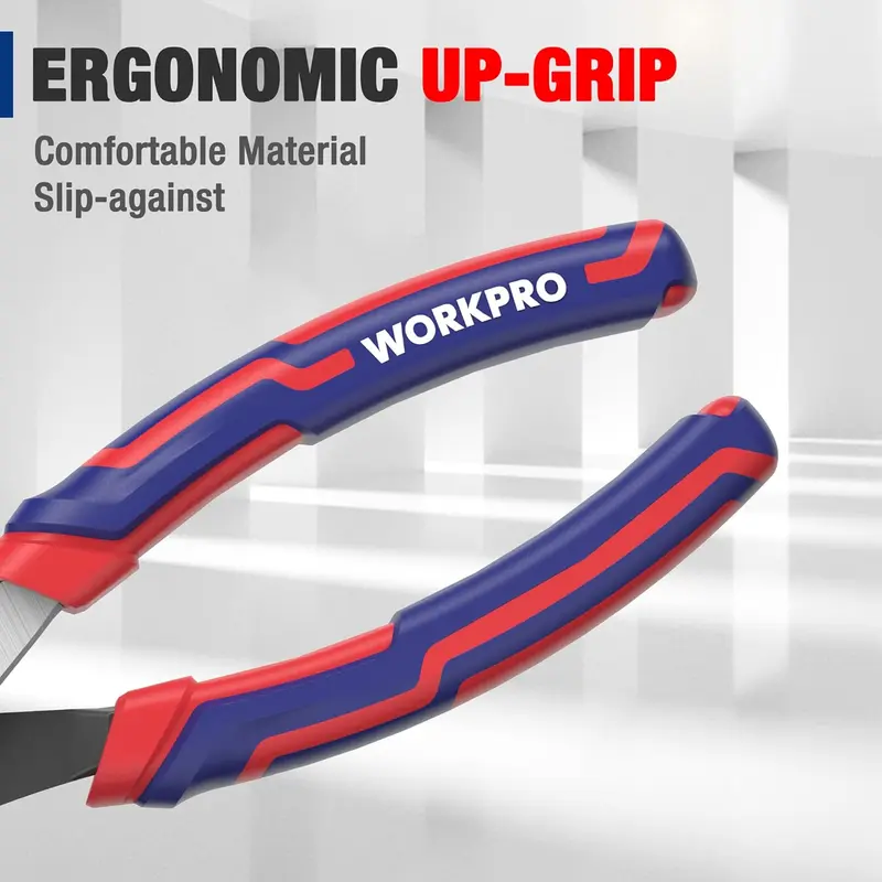 WORKPRO 8"-Schlitzgelenk-Zangen, große weiche Griffzone, rostfreie Oberfläche, 3-Zonen-gezahnte Backen aus hochwertigem Kohlenstoffstahl für maximalen Halt