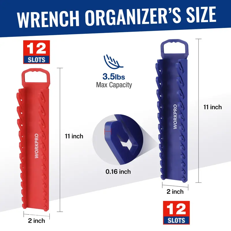 WORKPRO 8-teiliges magnetisches Steckschlüssel-Organisationssystem sowie Metrisches und SAE-Schlüssel-Organisationssystem – für 1/4", 3/8" und 1/2" Antrieb, Steckschlüssel- und Schlüsselhalter (Steckschlüssel und Schlüssel nicht im Lieferumfang enthalten)