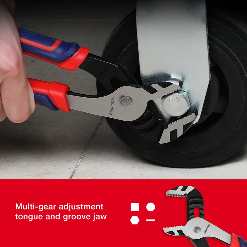 WORKPRO 8-Zoll-Rillen-Gelenkzangen, einstellbare Wasserpumpenzangen aus CRV-Stahl für Heimreparaturen, zum Festhalten, Anziehen von Muttern und Schrauben sowie für Rohre und Armaturen