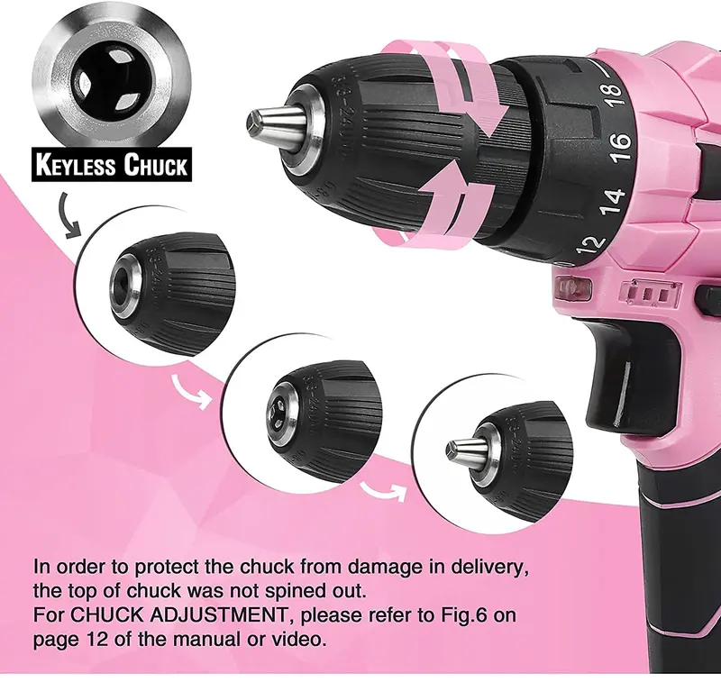 WORKPRO Akku-Bohrschrauber-Set 12 V, elektrischer Schraubendreher für Frauen – Rosa Band