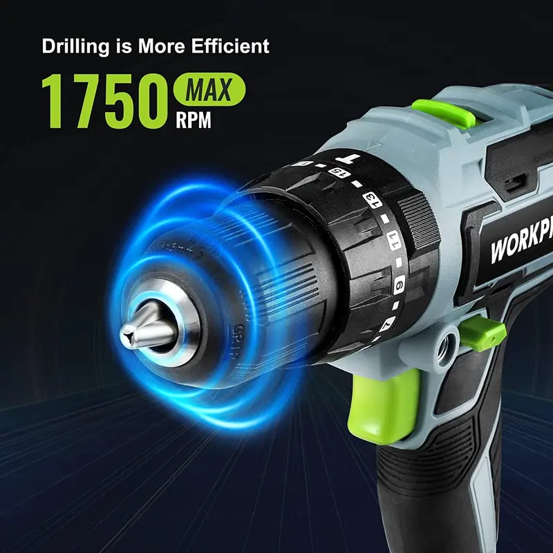 WORKPRO Akku-Bohrschrauber-Set, 20 V Max, elektrisches Schlagbohrgerät mit 102 Zubehörteilen, 2 × 2,0-Ah-Li-Ionen-Akkus mit Schnellladegerät