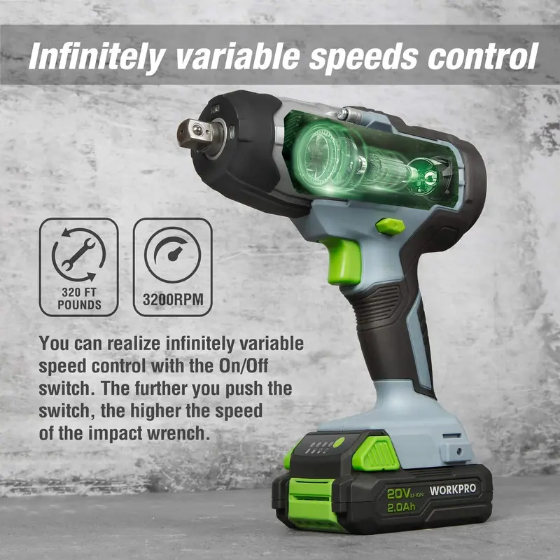 WORKPRO Akku-Schlagschrauber, 20 V, mit Schnellladegerät und Gürtelclip für bequemen Transport