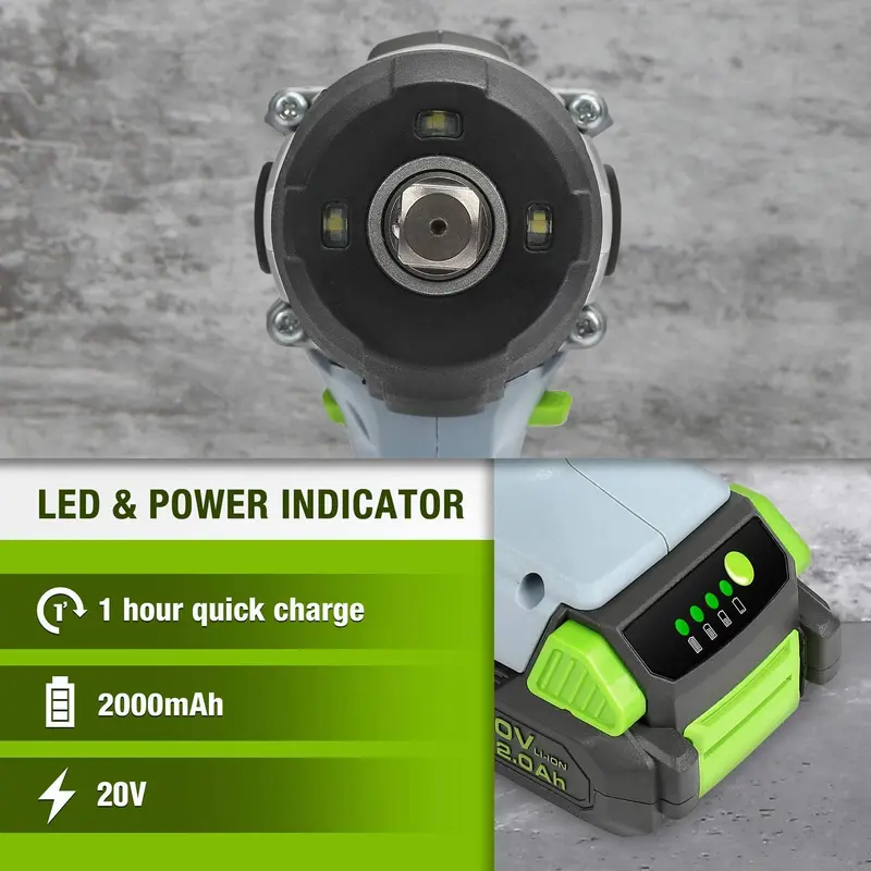 WORKPRO Akku-Schlagschrauber, 20 V, mit Schnellladegerät und Gürtelclip für bequemen Transport