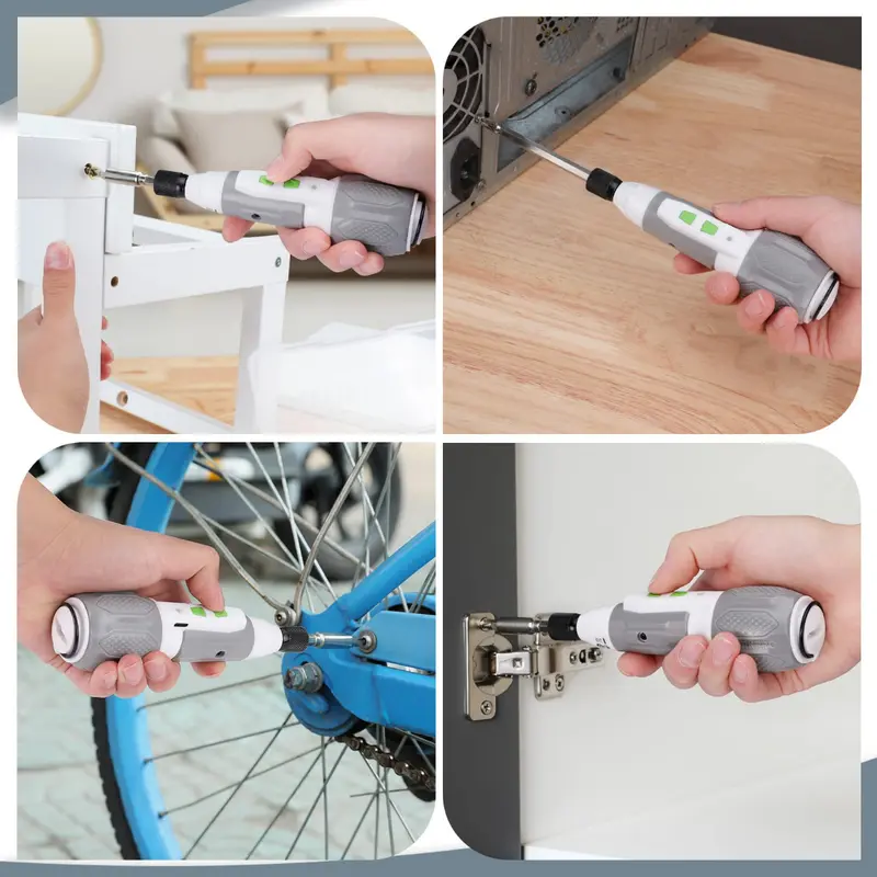 WORKPRO Akku-Schraubendreher-Set, 4 V, USB-wiederaufladbar, Lithium-Ionen-Akku – Rosa Band