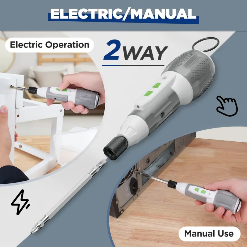WORKPRO Akku-Schraubendreher-Set, 4 V, USB-wiederaufladbar, Lithium-Ionen-Akku – Rosa Band