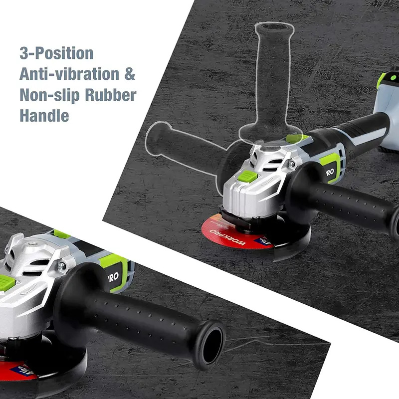 WORKPRO Akku-Winkelschleifer 20 V, 115 mm, leichter Winkelschleifer mit 4,0-Ah-Lithium-Ionen-Akku und Schnellladegerät