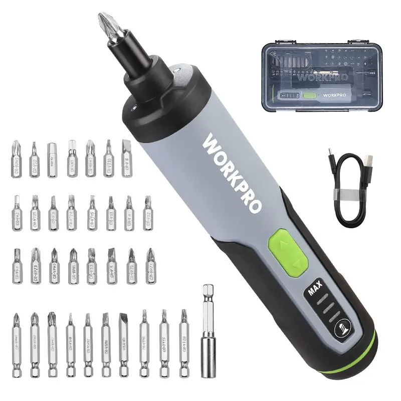 WORKPRO Akkuschrauber, 4 V, kabelloser elektrischer Schraubendreher mit LED-Beleuchtung