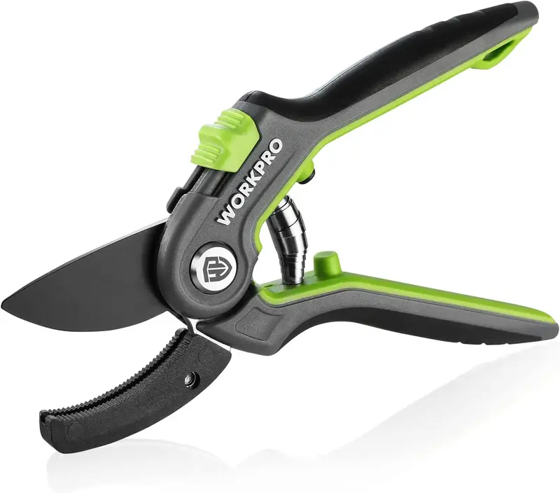 WORKPRO Amboss-Gartenschere, 20 cm (8 Zoll), professionelle Handgarten-Schere mit scharfen SK5-Stahl-Klingen, ideales Gartenwerkzeug zum Schneiden und Beschneiden, grün
