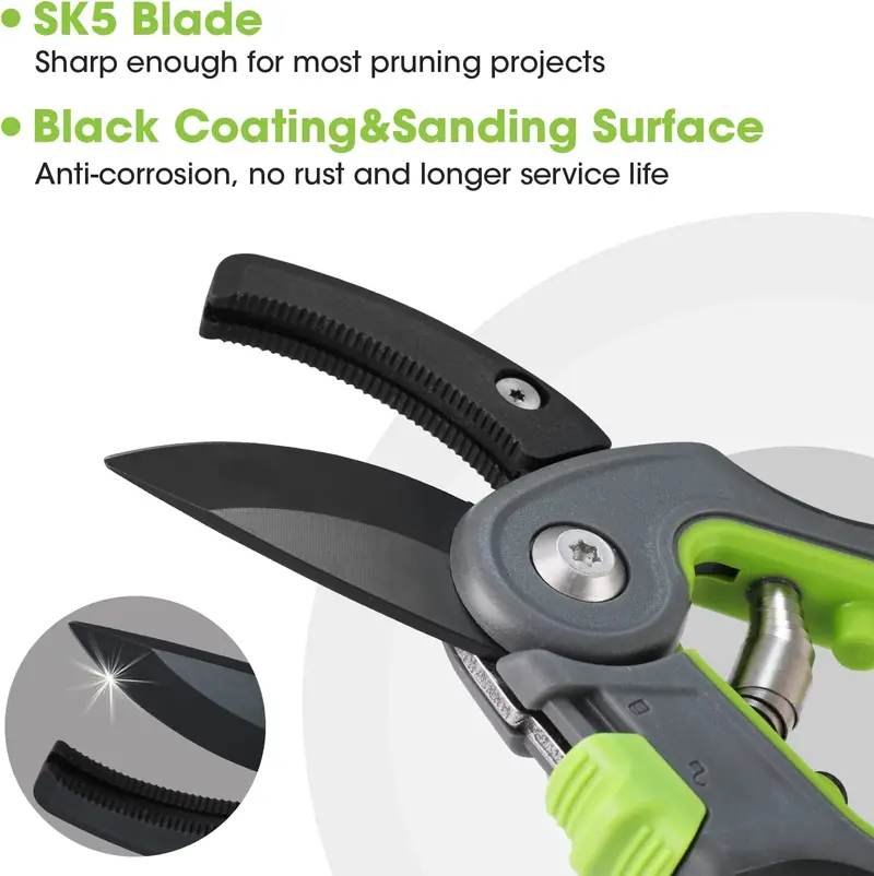 WORKPRO Amboss-Gartenschere, 20 cm (8 Zoll), professionelle Handgarten-Schere mit scharfen SK5-Stahl-Klingen, ideales Gartenwerkzeug zum Schneiden und Beschneiden, grün 2