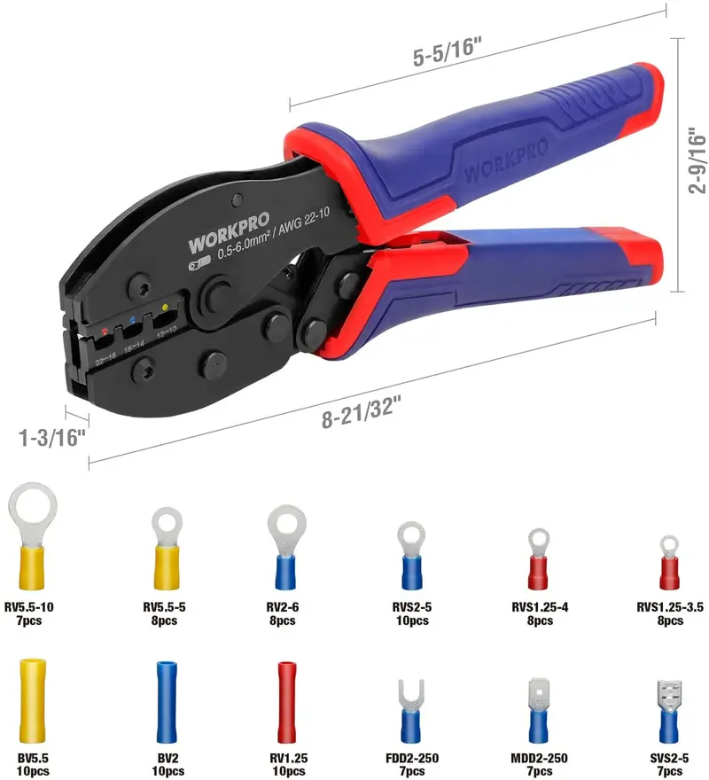 WORKPRO Crimpzange-Set mit 100 Stück Anschlussklemmen 2